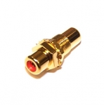 Gold Plated RCA to RCA Bulkhead Connector, Red
