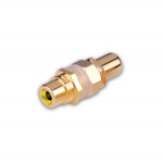 Gold Plated RCA to RCA Bulkhead Connector, Yellow